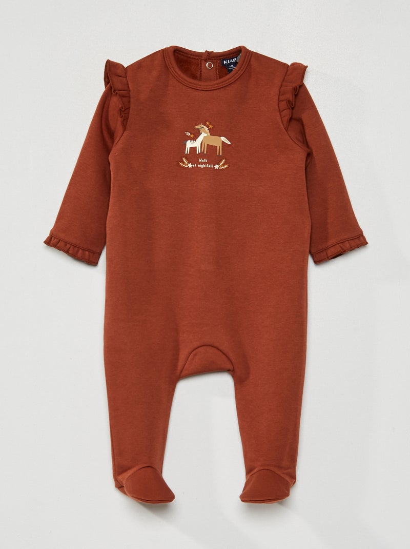 Pijama con volantes estampado 'caballo' MARRON - Kiabi
