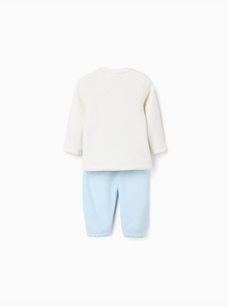 Pijama Coral Cardado con Estampado Blanco - Kiabi