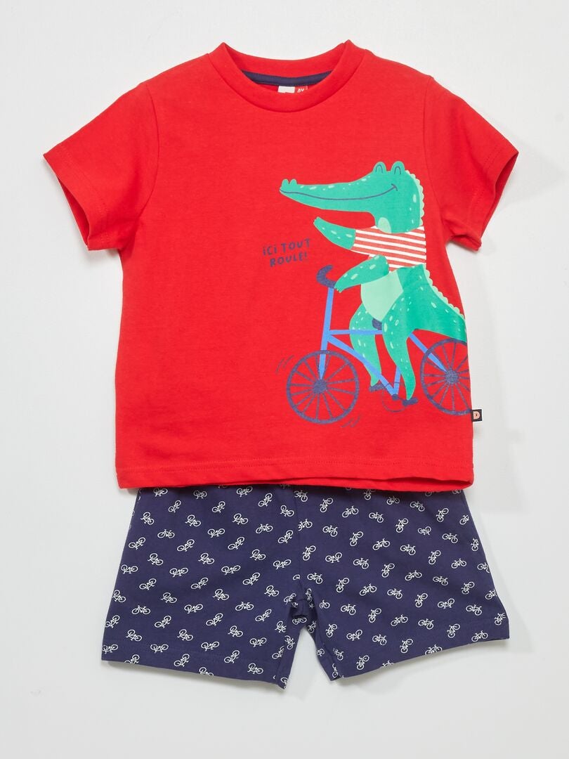Pijama corto - 2 piezas rojo/azul - Kiabi