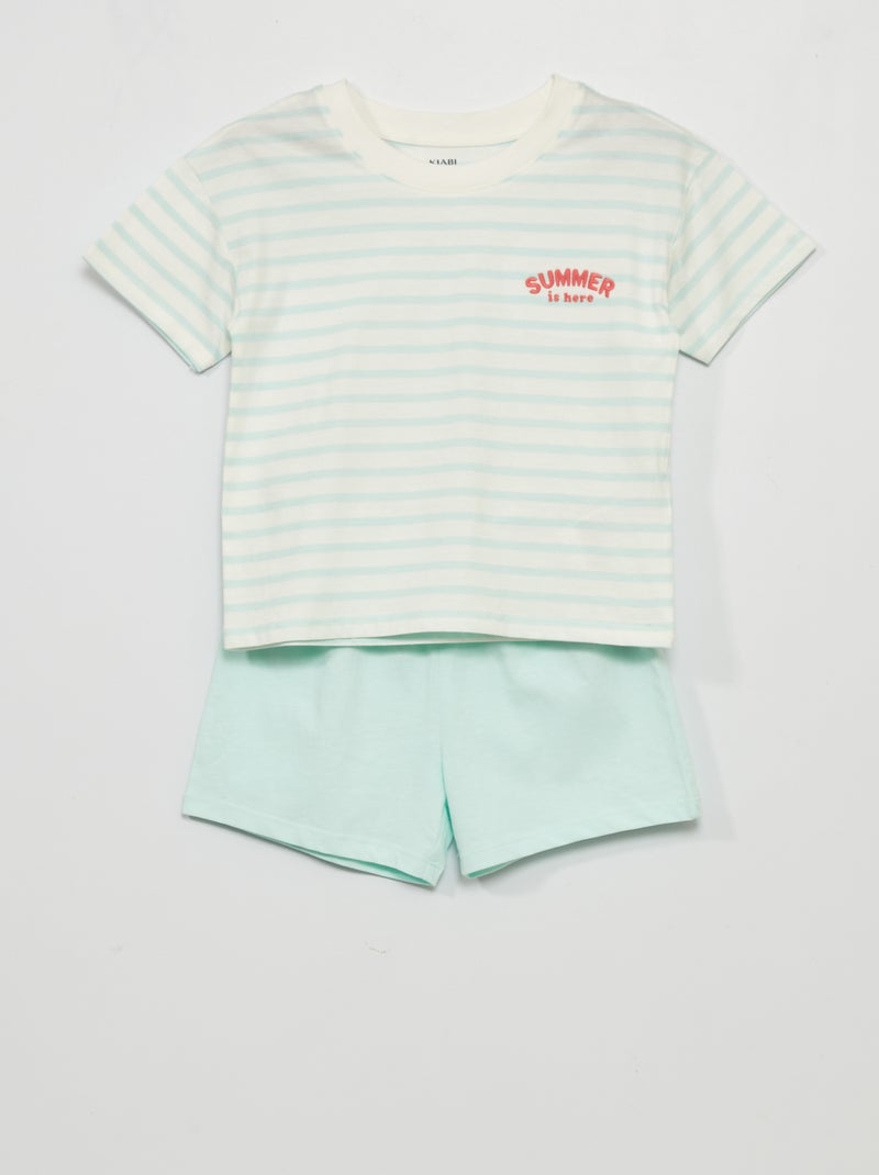 Pijama corto - bordado 'Summer' - 2 piezas AZUL - Kiabi