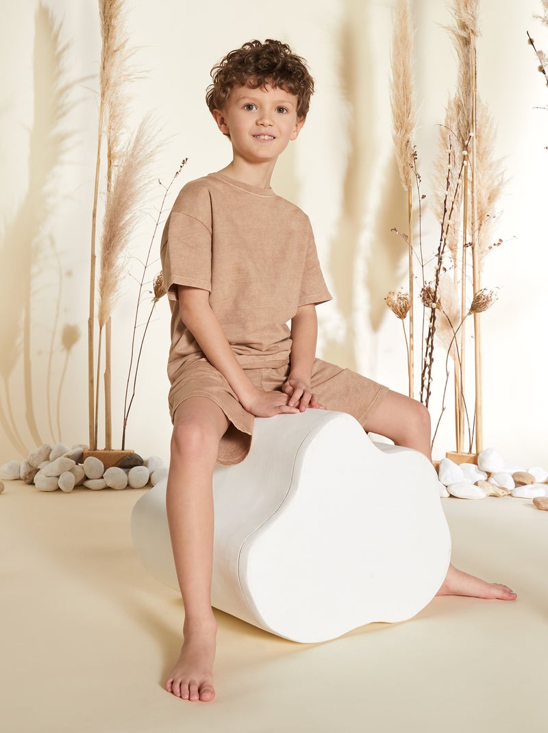 Pijama corto - camiseta + bermudas - 2 piezas MARRON - Kiabi