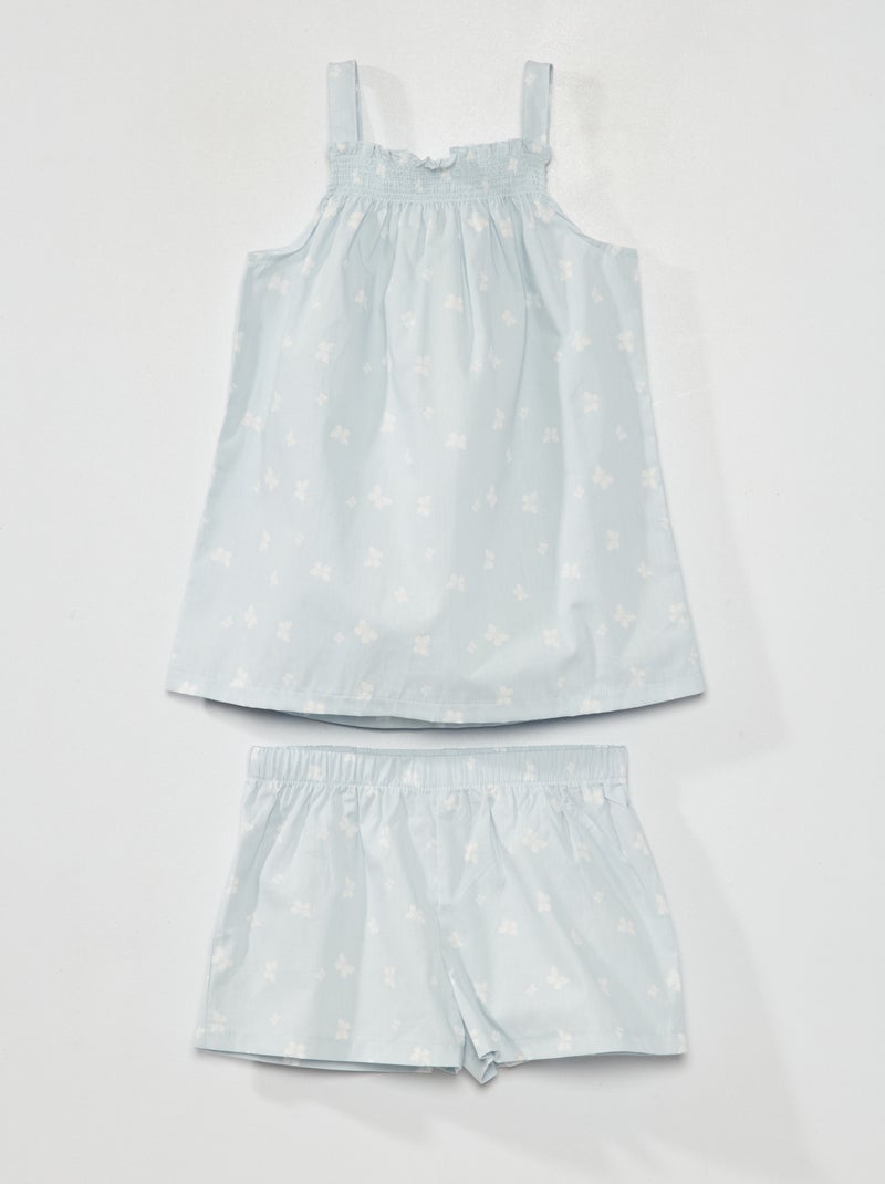 Pijama corto - De popelina - 2 piezas AZUL - Kiabi