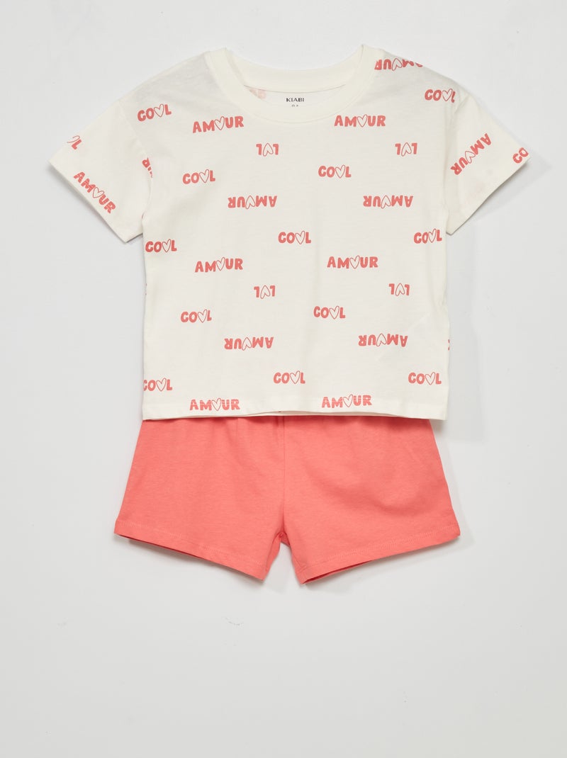 Pijama corto - estampado 'amor' - 2 piezas BLANCO - Kiabi