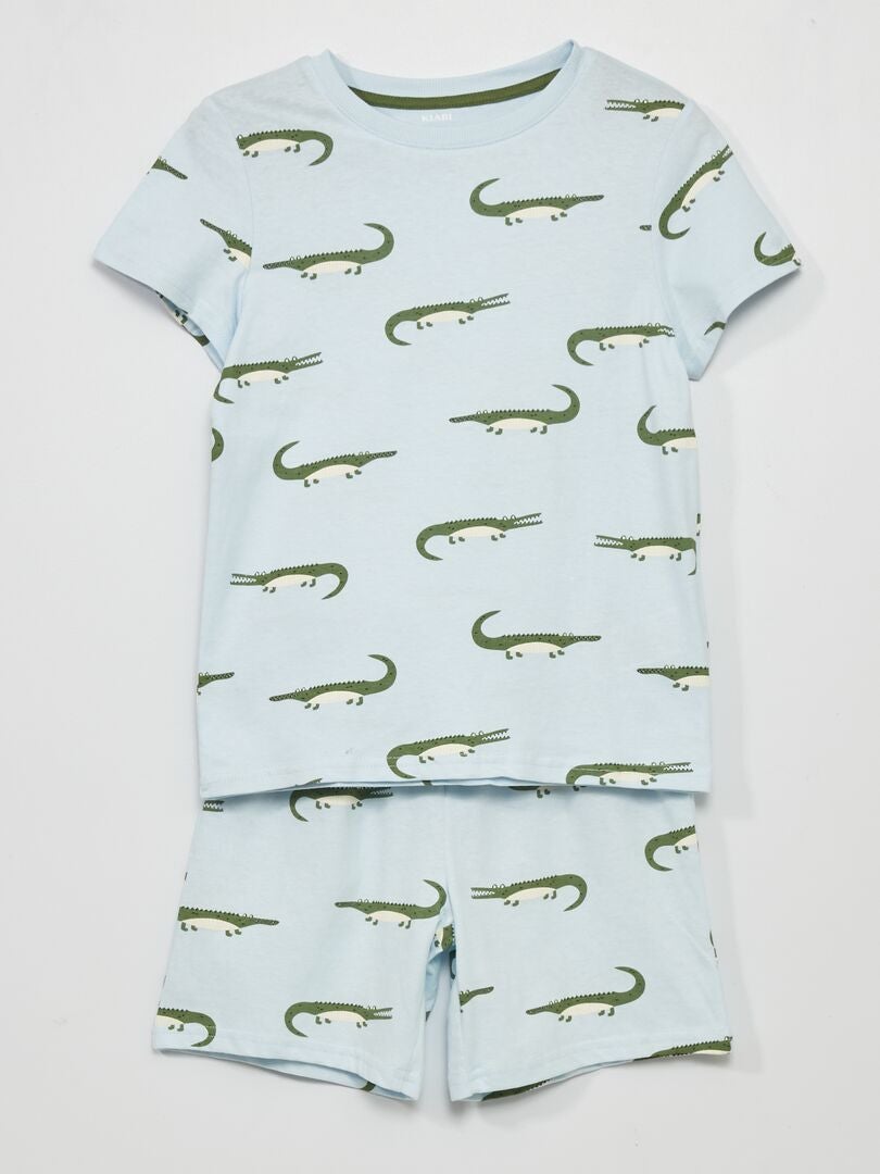Pijama corto - estampado de cocodrilo - 2 piezas AZUL - Kiabi