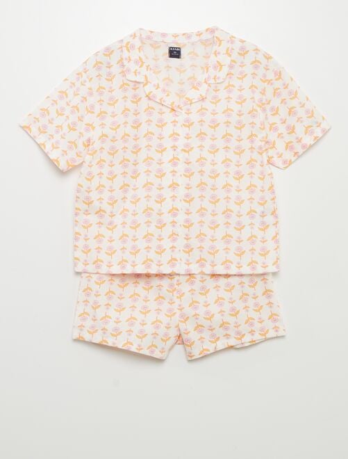 Pijama corto - estampado floral - 2 piezas - Kiabi