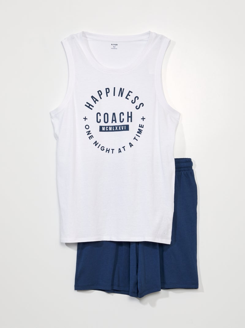 Pijama corto - inscripción deportiva - 2 piezas BLANCO - Kiabi