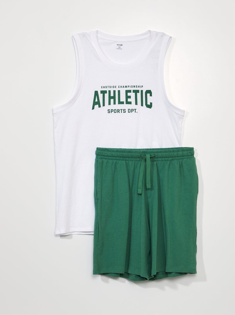 Pijama corto - inscripción deportiva - 2 piezas BLANCO - Kiabi