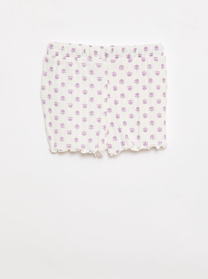 Pijama corto 2 piezas Blanco - Kiabi