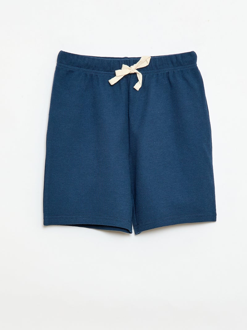 Pijama corto 2 piezas Pantalón corto + Camiseta Azul - Kiabi