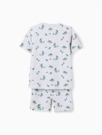 Pijama corto acanalado de algodón con motivo de cocodrilos