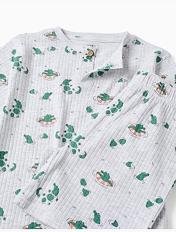 Pijama corto acanalado de algodón con motivo de cocodrilos
