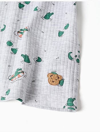 Pijama corto acanalado de algodón con motivo de cocodrilos