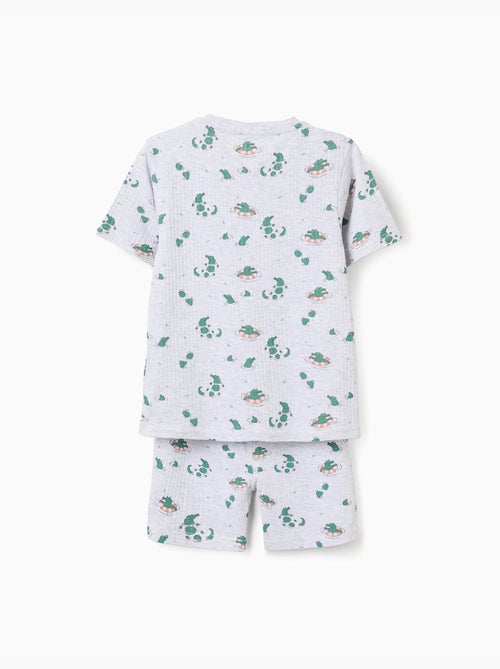 Pijama corto acanalado de algodón con motivo de cocodrilos - Kiabi