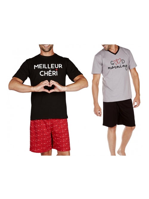 Pijama Corto Algodón - Pack de 2 - Kiabi Pijama Corto Algodón - Pack de 2 - Kiabi