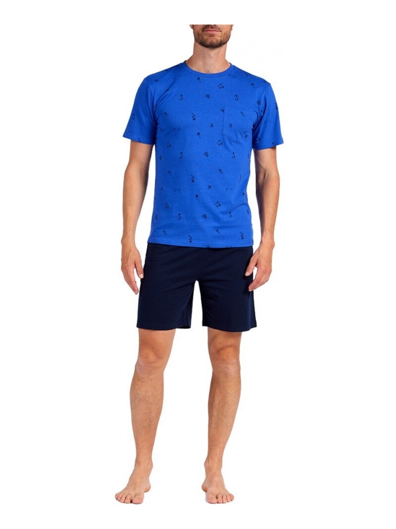 Pijama Corto ALGODÓN Azul marino - Kiabi