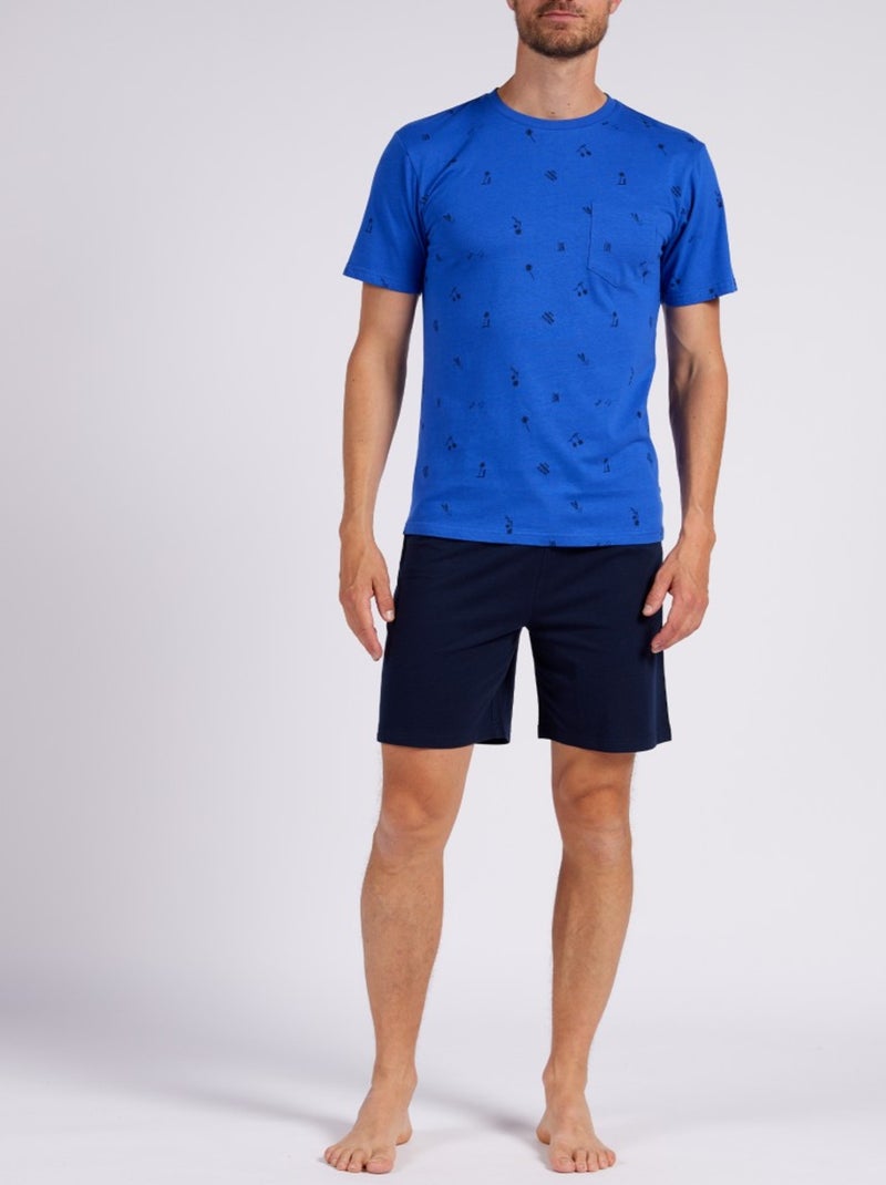 Pijama Corto ALGODÓN Azul marino - Kiabi