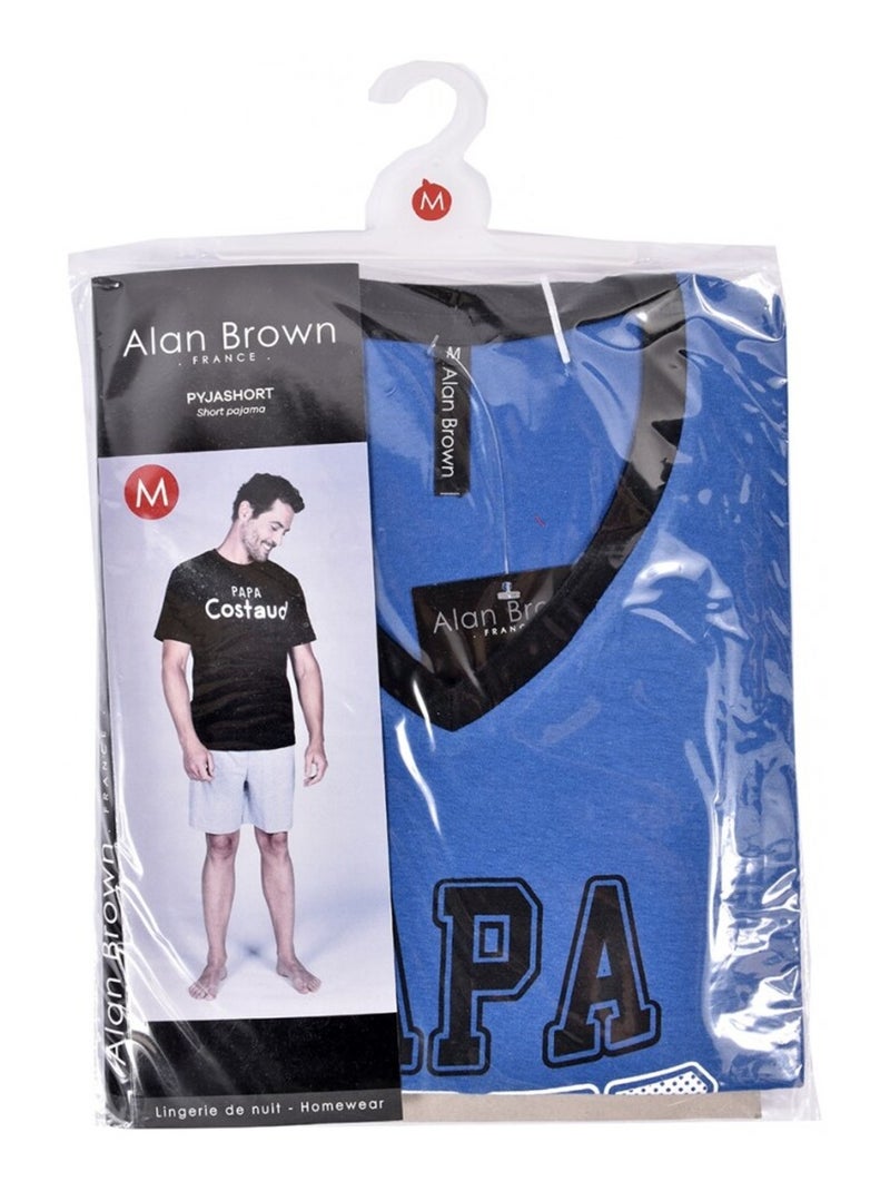 Pijama Corto ALGODÓN Azul Negro - Kiabi