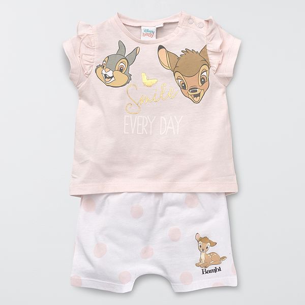 Pijama corto 'Bambi' de 'Disney' bebé niña - rosa/blanco - Kiabi - 14,00€