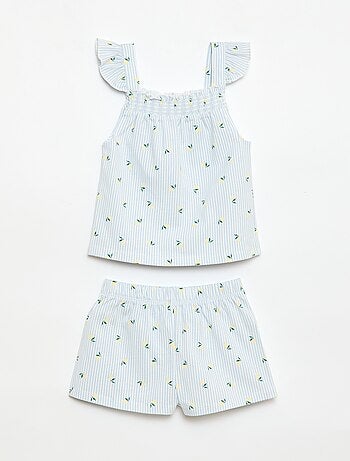 Pijama corto camiseta con volante + Pantalón corto - Pack de 2
