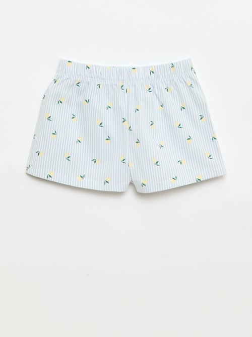 Pijama corto camiseta con volante + Pantalón corto - Pack de 2 - Kiabi