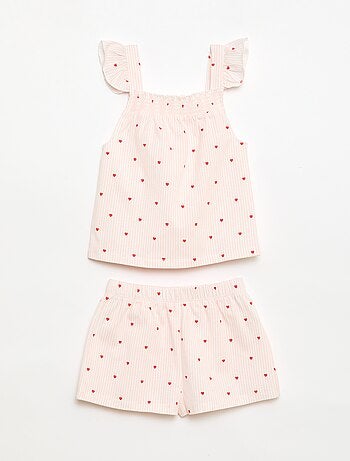 Pijama corto camiseta con volante + Pantalón corto - Pack de 2