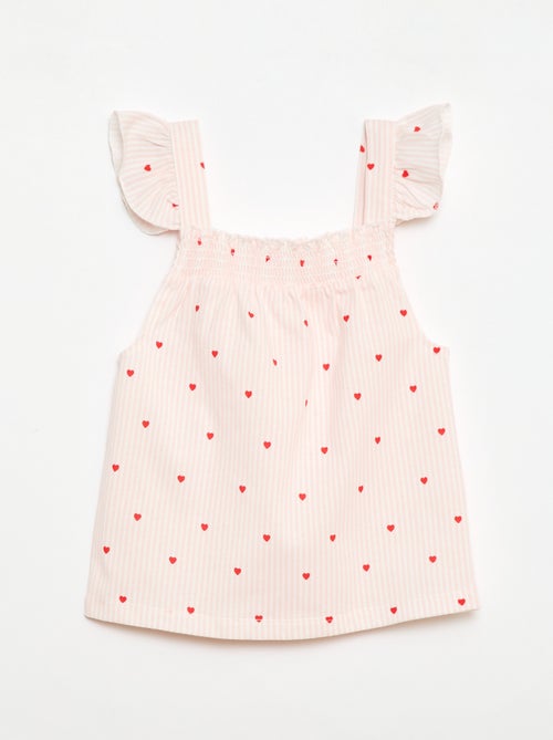 Pijama corto camiseta con volante + Pantalón corto - Pack de 2 - Kiabi
