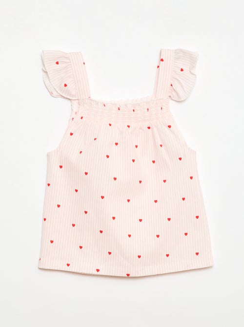 Pijama corto camiseta con volante + Pantalón corto - Pack de 2 - Kiabi