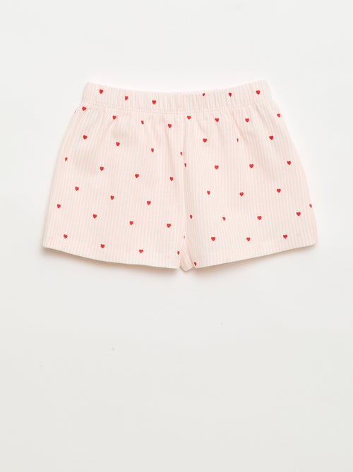 Pijama corto camiseta con volante + Pantalón corto - Pack de 2 - Kiabi