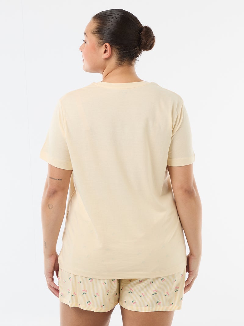 Pijama corto camiseta + pantalón corto - 2 piezas Amarillo - Kiabi