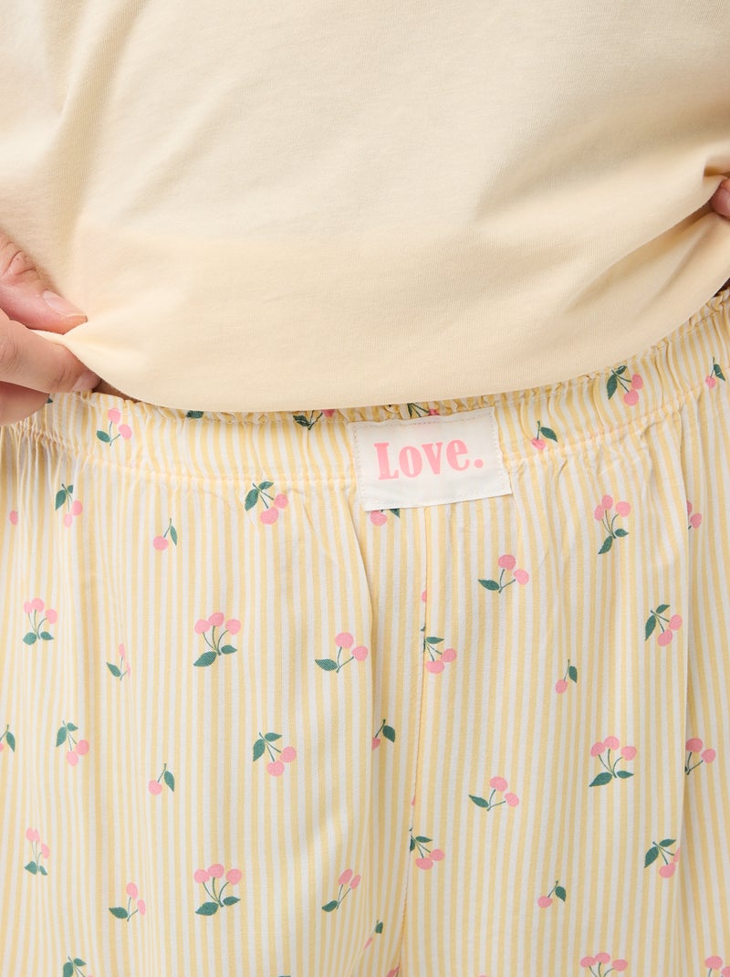 Pijama corto camiseta + pantalón corto - 2 piezas Amarillo - Kiabi