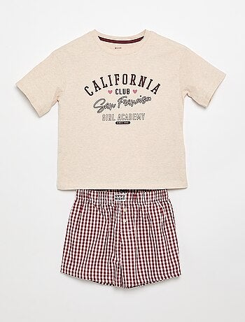 Pijama corto camiseta + pantalón corto - 2 piezas