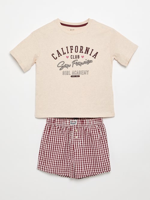 Pijama corto camiseta + pantalón corto - 2 piezas - Kiabi