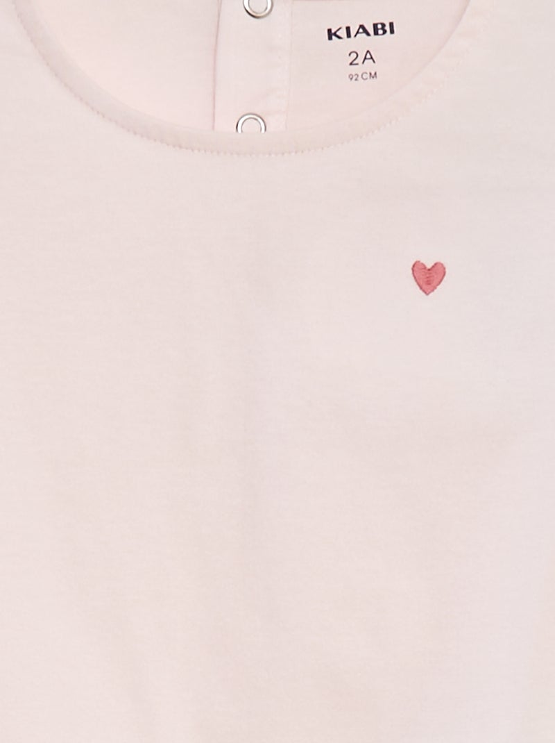 Pijama corto camiseta + Pantalón corto con volantes - 2 piezas ROSA - Kiabi