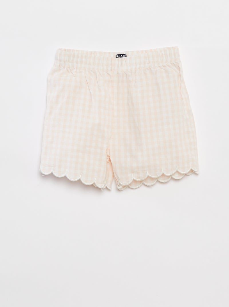 Pijama corto camiseta + Pantalón corto con volantes - 2 piezas ROSA - Kiabi