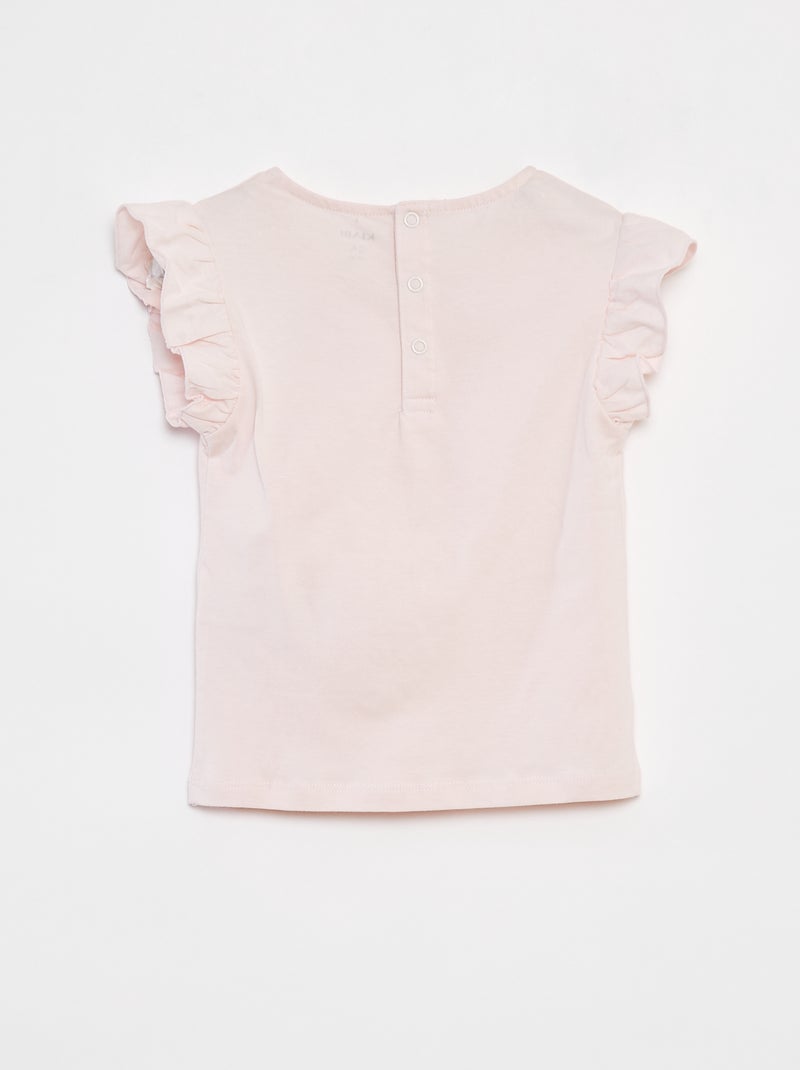 Pijama corto camiseta + Pantalón corto con volantes - 2 piezas ROSA - Kiabi