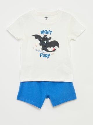 Pijama corto camiseta + pantalón corto 'Dragones' - 2 piezas