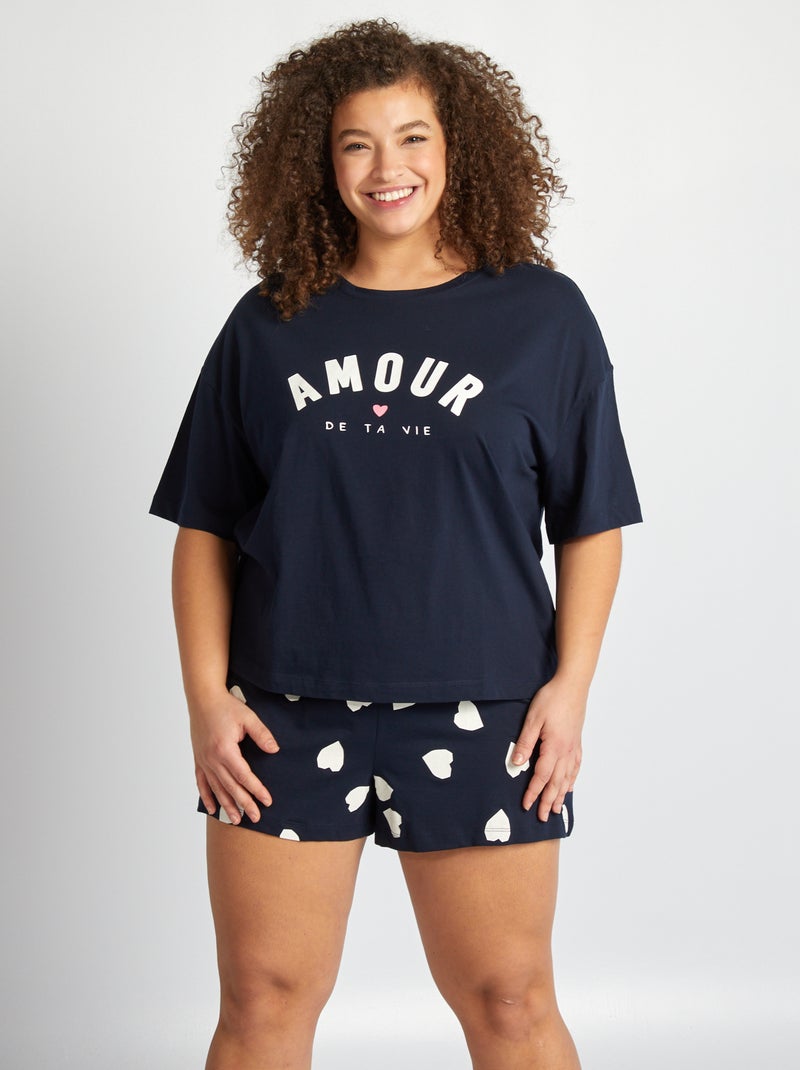 Pijama corto camiseta + short - 2 piezas AZUL - Kiabi