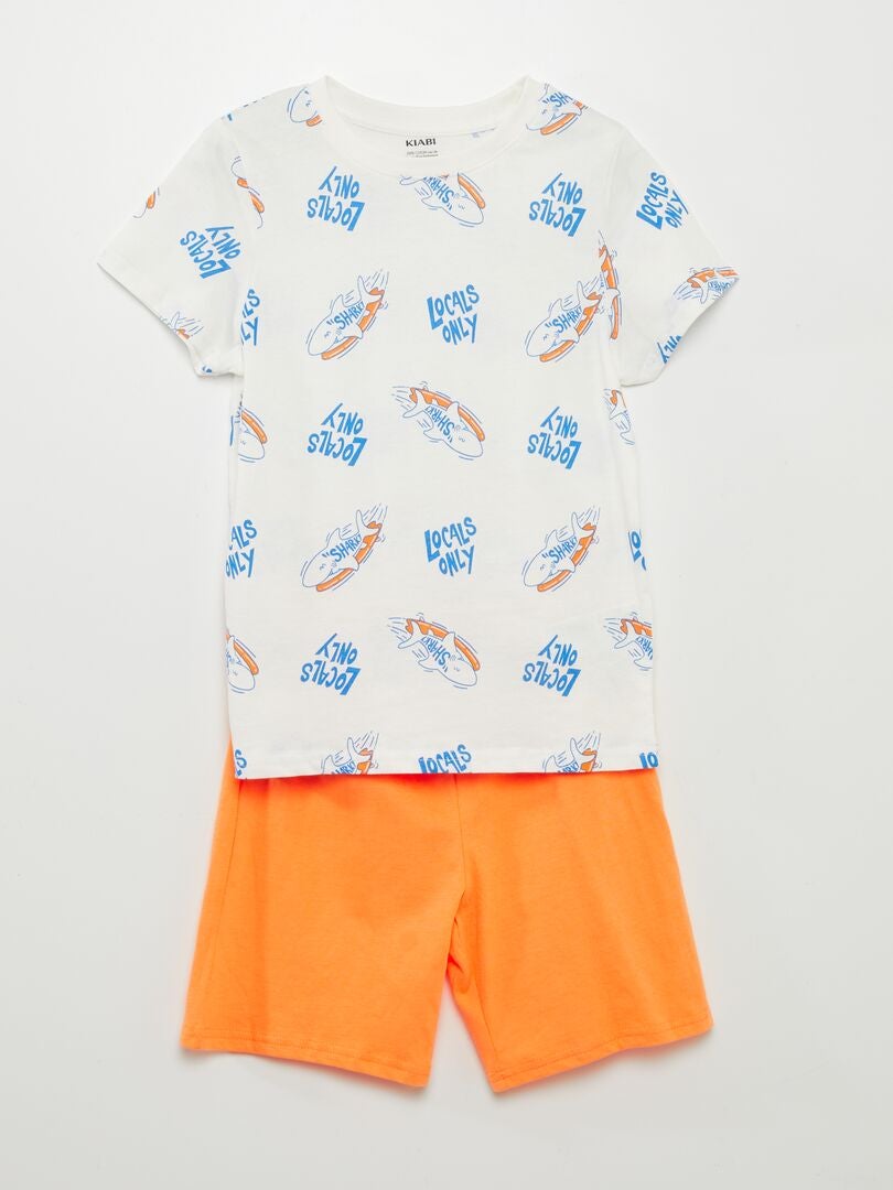 Pijama corto camiseta + short - 2 piezas BLANCO - Kiabi