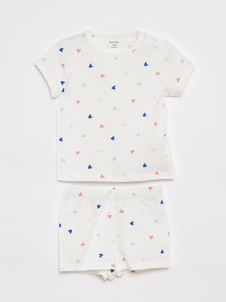 Pijama corto camiseta + short - 2 piezas