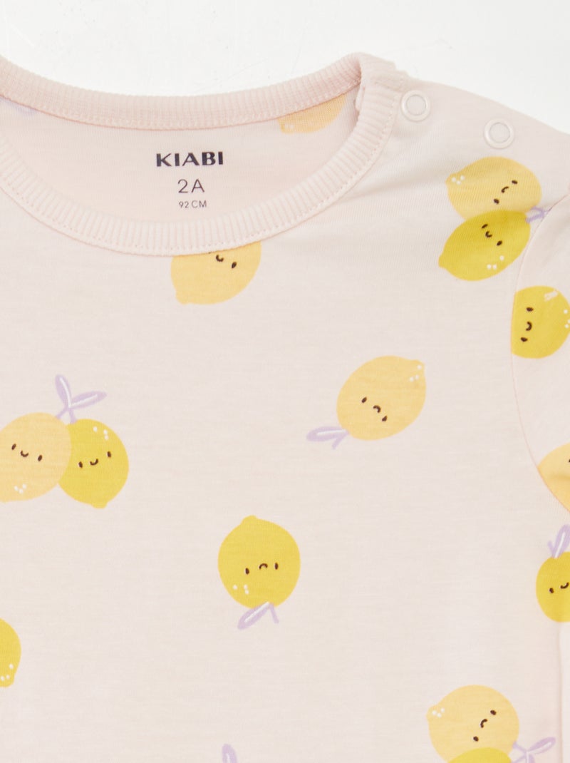 Pijama corto camiseta + short - 2 piezas ROSA - Kiabi