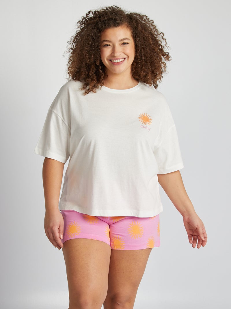 Pijama corto camiseta + short - 2 piezas ROSA - Kiabi