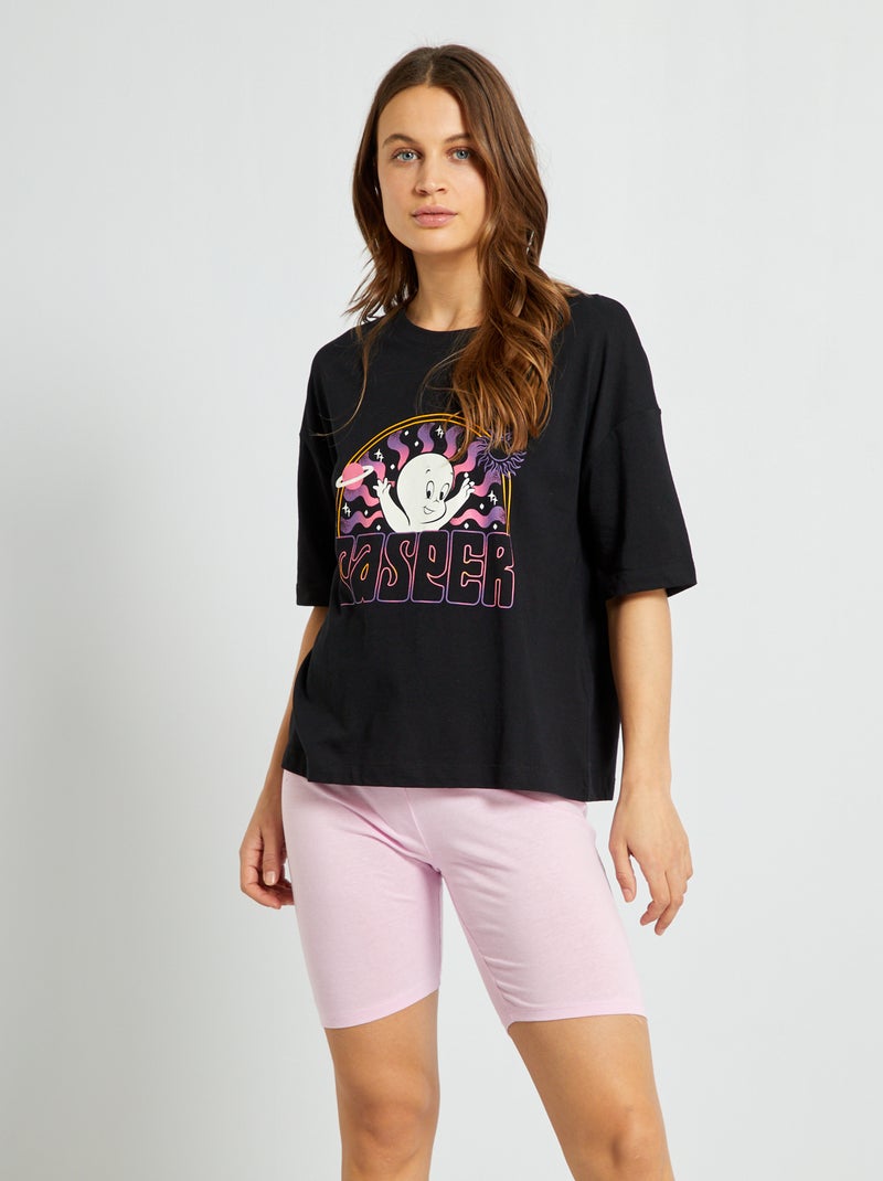 Pijama corto camiseta + short 'Casper' - 2 piezas NEGRO - Kiabi