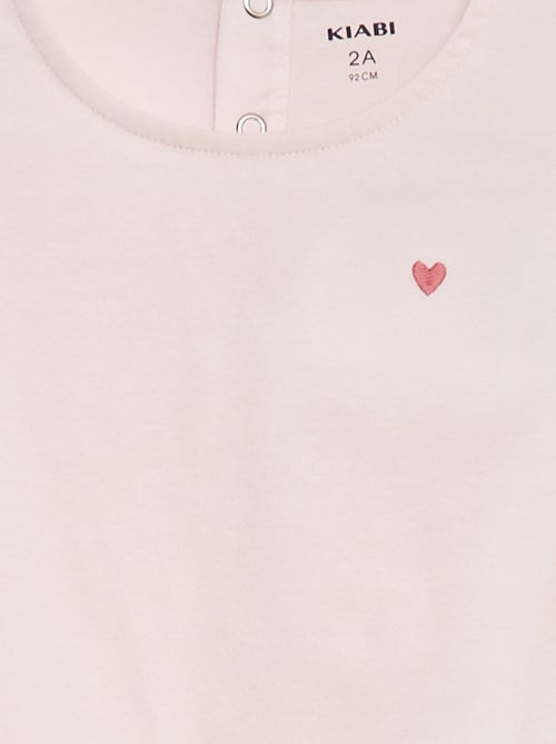 Pijama corto camiseta + short con volantes - 2 piezas - Kiabi