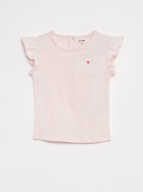 Pijama corto camiseta + short con volantes - 2 piezas - Kiabi