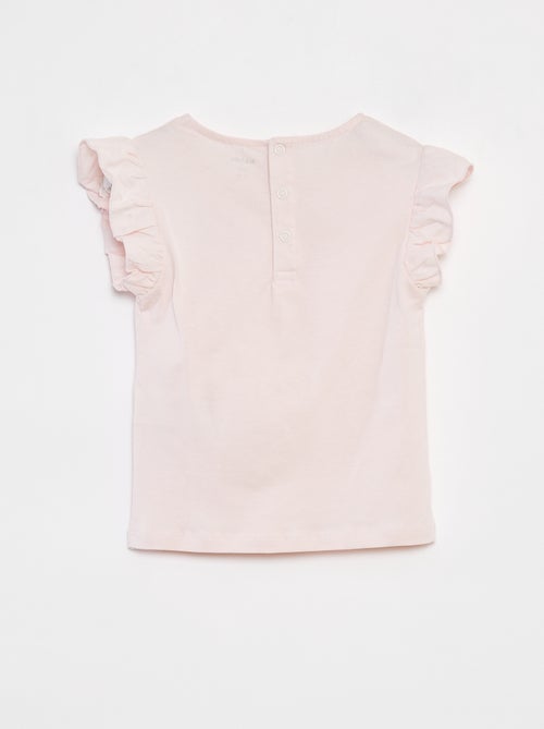 Pijama corto camiseta + short con volantes - 2 piezas - Kiabi