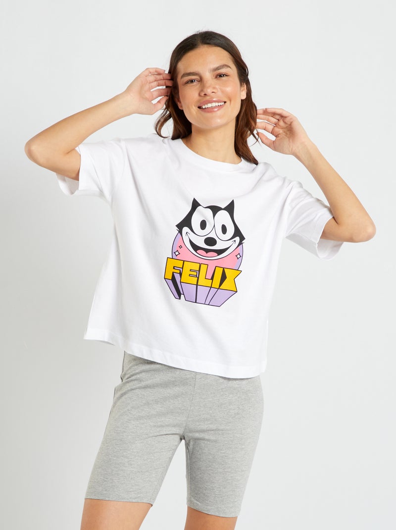 Pijama corto camiseta + short 'El gato Félix'- 2 piezas BLANCO - Kiabi