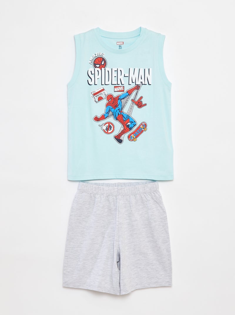 Pijama corto camiseta sin mangas + short 'Spiderman' 'Marvel' - 2 piezas AZUL - Kiabi