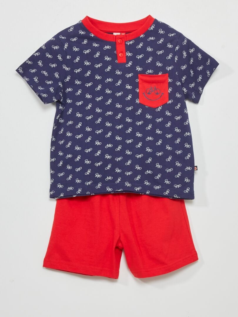 Pijama corto 'cocodrilo' - 2 piezas azul/rojo - Kiabi