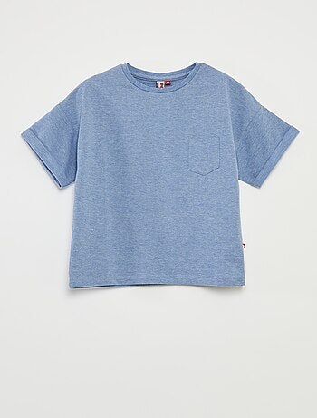 Pijama corto con camiseta con bolsillo + pantalón corto lisos - 2 piezas
