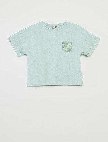Pijama corto con camiseta con bolsillo + pantalón corto lisos - 2 piezas
